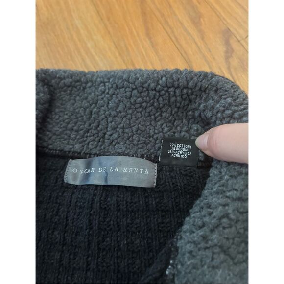 Oscar de la Renta Quarter Zip Sherpa Collar Waffle Sweater XL - Picture 5 of 7